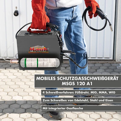 Mobiles Mauk Schutzgasschweißgerät MSGS 120 mit integrierter Argon-Gasflasche - Bild 1 von 4