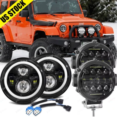 Faros LED de 7 pulgadas y kit de luces LED de trabajo para conducción todoterreno de 7 pulgadas para camioneta Jeep Foto 1 de 4