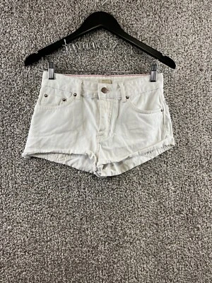 Roxy Jean Shorts Junior's Size 25 White Denim Shorts Rolled Cuff - Image 1 of 4