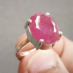 Natural 5 Ct Deep Red Ruby Ring Sterling Silver 925 Handmade Yaqoot Women Ring - Picture 1 of 7