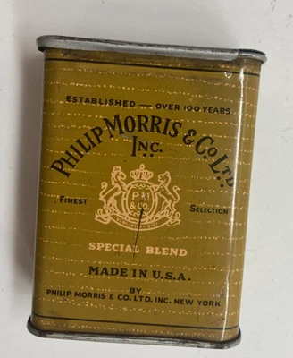 Lata de cigarrillos Philip Morris & Co. vintage - tapa deslizable vacía Foto 1 de 4