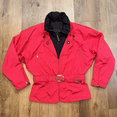 Chaqueta de esquí Bogner para mujer 12 abrigo de nieve vintage con cinturón conejito retro hecho en EE. UU. rojo Foto 1 de 4
