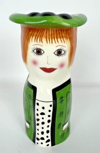 Jarrón de cerámica (jade) Susan Paley de Ganz Bella Casa. Verde pintado a mano - Imagen 1 de 10