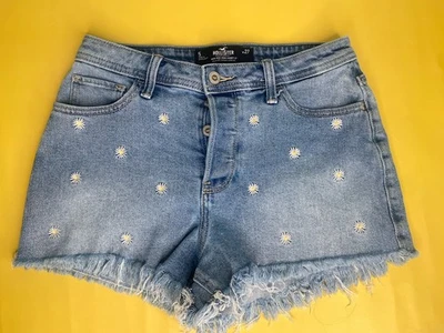 HOLLISTER MUJER JEAN SHORTS TALLA 5 W27 TIRO ALTO MAMÁ SHORT 3" DENIM FLORAL Foto 1 de 4