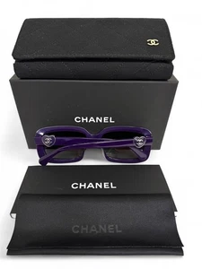 Gafas de sol Chanel ch5520 1758/T8 púrpura medianoche plata corazón polarizado con estuche  - Imagen 1 de 12