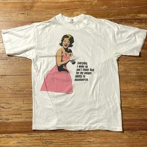 Vintage 80s Stanley Desantis Shirt Size Large Pop Art Housewife Fashion Parody - Picture 1 of 10