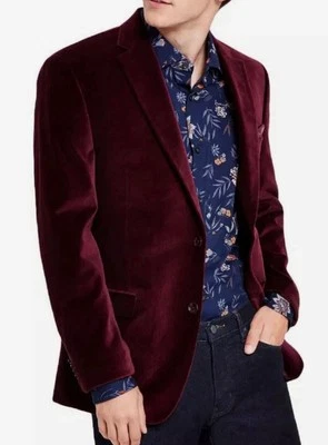 Abrigo Deportivo Alfani Para Hombre Calce Ajustado Terciopelo Sólido COLOR Borgoña 40S Nuevo Con Etiquetas Foto 1 de 4