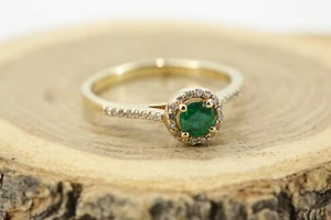 0,22 ct. Smaragd Ring 585 Gold Brillanten 0,09 ct. F-G SI1 Ringgröße 49 || 1,66g - Bild 1 von 8