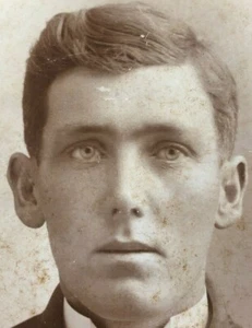 Mt. Vernon, IN Cabinet Card Photo Handsome Young Man BLUE EYES LEE ASHWORTH ID - Picture 1 of 9