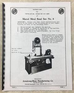 Marvel B Metallbandsäge Nr. 8 Anleitung Montage Bedienung Pflege - Bild 1 von 3