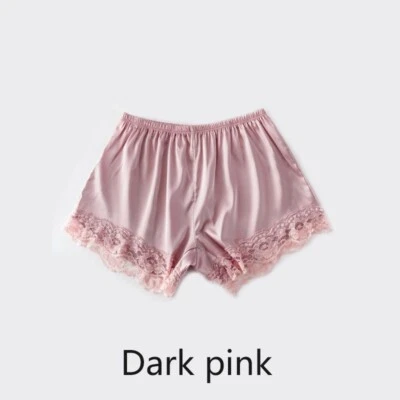 Calcinhas femininas de seda sintética renda cetim boxers shorts de segurança sólido fino respirável - Imagem 1 de 4