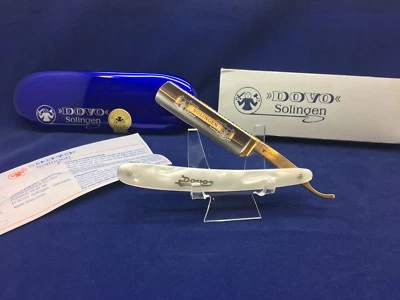 Dovo 5/8 MOP Solingen Germany Straight Razor With 24kt. Gold Etch Mint Blue Tin+ - Image 1 of 4