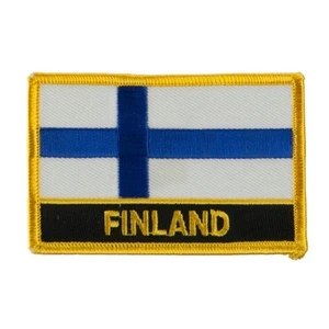 PARCHE BORDADO BANDERA FINLANDIA CON NOMBRE - PLANCHADO - NUEVO 2,5 x 3,5" - Imagen 1 de 1