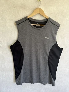 Fila Sport Mens Size L Black And Grey 100% Polyester Muscle Tank Top Shirt - Picture 1 of 6