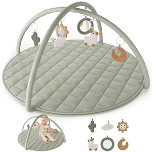 Beautiful Baby Play Gym and Tummy Time Mat - Soft Cotton Mat with 6 Cute Toys Cr - Picture 1 of 7