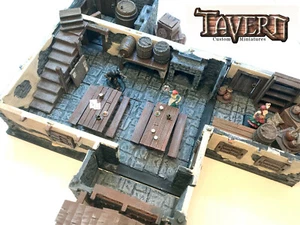 ¡2 mesas de taberna con bancos! Miniaturas de terreno 100 % hechas a mano para D&D Pathfinder - Imagen 1 de 6