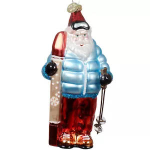 Sciatore Babbo Natale Ornamento – Vetro Soffiato Decorazione Natalizia Babbo Natale con Sci - Foto 1 di 3