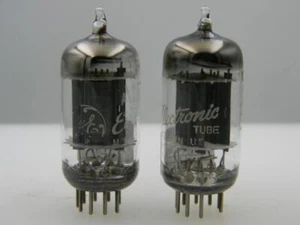Strong Matched Pair 1953 GE 12AU7 Long Grey Plate Fat D Getter Serious Tube A465 - Picture 1 of 4
