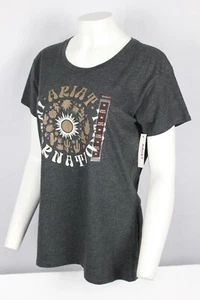 Ariat Women's Sol Circle Graphic T Shirt Relaxed Short Sleeve Charcoal Heather - Picture 1 of 3