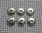6 x Tiny Silver Pewter Tone Metal 2 Hole Buttons 15mm Vintage Gothic Steampunk