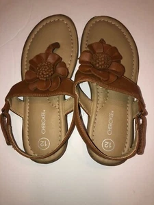 Worn Once! Girls Cherokee Sandels Size 12- neutral brown - free shipping - - Picture 1 of 7