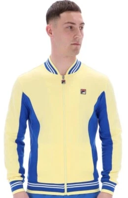 FILA Vintage Borg Wimbledon Settanta Tenis Chaqueta de Chándal (Amarillo/Azul - Imagen 1 de 4