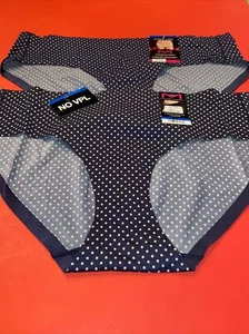 NEW! 2 PAIRS MAIDENFORM BLUE  POLKA DOT HIPSTER PANTIES / X-LARGE / SIZE 8/ $26 - Picture 1 of 5