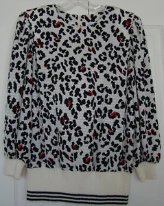 BEAUTIFUL SATINY ANIMAL PRINT W/ RIBBED KNIT by LESLIE FAY, SZ 12, Probably '80s - Picture 1 of 3