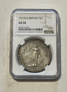 Great Britain - 1911-B Large Silver Trade Dollar (NGC AU 58) - Picture 1 of 4