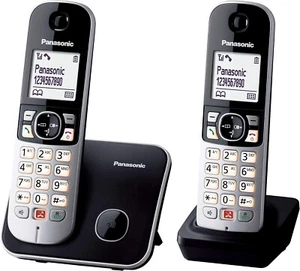 PANASONIC KX-TG6852JTB DIGITAL CORDLESS PHONE BASE UNIT AND 2 HANDSETS EU PLUG - Zdjęcie 1 z 15