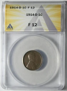 1914-D Wheat Cent Certified by ANACS as F15 SCARCE - Picture 1 of 4