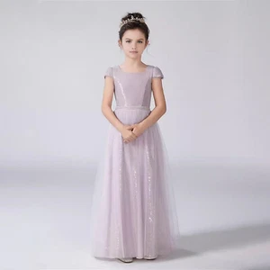 Pettigirl Purple Girls Formal Concert Dress Pearl Bow Decoration Prom Summer - Picture 1 of 5