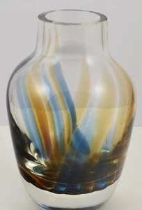 Schöne Caithness schottische Kunst Glas Vase Blau Brauntöne und klare Farbgebung - Bild 1 von 4