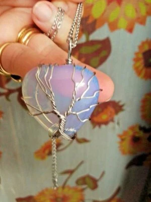 Collana cuore adularia pietra di luna naturale con GARANZIA argento 925 NUOVA - Immagine 1 di 4