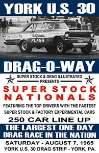 1965 York Pa. U.S. 30 Dragway Drag Racing Poster Art Print - Picture 1 of 2