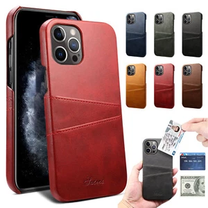 For iPhone 15 14 13 Pro Max 12 11 XS XR Leather Wallet Card Case Slim Back Cover - Picture 1 of 34