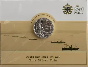 2014 OUTBREAK £20 -BU - TWENTY POUNDS FINE SILVER COIN - UK COIN PACK - Picture 1 of 1