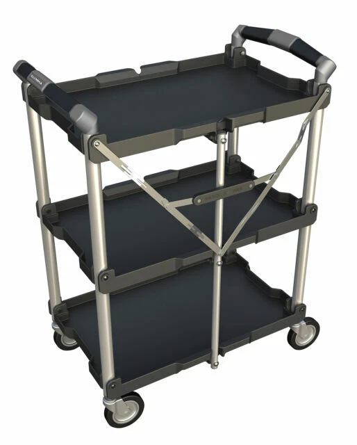 Olympia Tools 85-188 3-Shelf Collapsible Service Cart - Black
