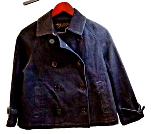Lauren Jeans Womens Jacket Denim Premium Dark Blue Short Wide Large - Picture 1 of 9