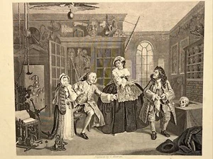 Marriage a la Mode Scene With The Quack William Hogarth Stahlstich Engraving - Bild 1 von 5