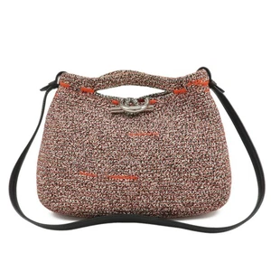 BALENCIAGA Zigzagger Canvas Leather 2Way Hand Bag Orange Black Auth Used F/S - Picture 1 of 24