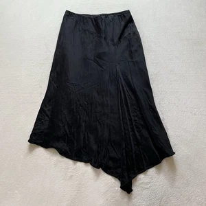 Damen y2k Dark Fairy schwarz Seide asymmetrisch Midirock Größe M - Bild 1 von 8
