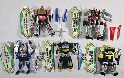 2000 TIME FORCE Power Rangers COMPLETE Megazord 5" Figure Lot red Blue Shadow ++ - Image 1 of 4