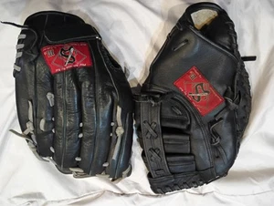 Vintage Lot 2 Quality Salinas 3 Black Leather Baseball Glove First Baseman Mitt  - Bild 1 von 12