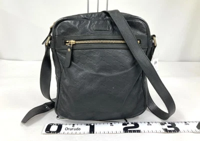 Borsa a tracolla Gucci Guccissima da uomo in pelle nera 201448 - Immagine 1 di 4