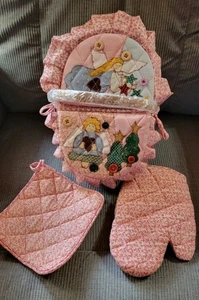 Cesta de vacaciones Ángeles con forro soporte para olla de cocina botón de tapa dividida de Navidad - Imagen 1 de 17