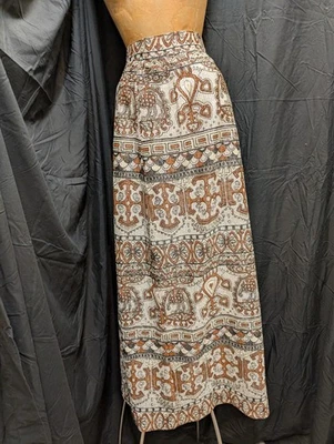 Vintage 60s Brown Black Silver Metallic Mod Maxi Skirt Nelly de Grab M - Image 1 of 4