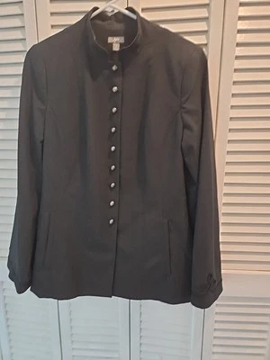 Chaqueta militar con tachuelas J. Jill cuello mandrian abotonada carbón talla 8 para mujer   Foto 1 de 4