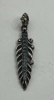 Barbara Bixby Sterling Silver 18K Blue Topaz Feather Charm Pendant - Image 1 of 4