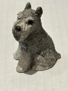 Stone Critters cane Schnauzer grigio seduto 1988 statuina miniatura 2 1/2 pollici - Foto 1 di 8